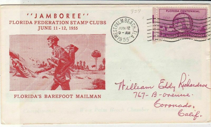 U.S. 1955 JAMBOREE Florida Fed Stamp Clubs Postman Illust Stamp Cover Ref 37714