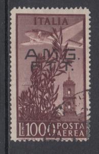 Trieste Sc C16 used 1948 1000L dark brown Airplane over Bell Tower F-VF & Scarce