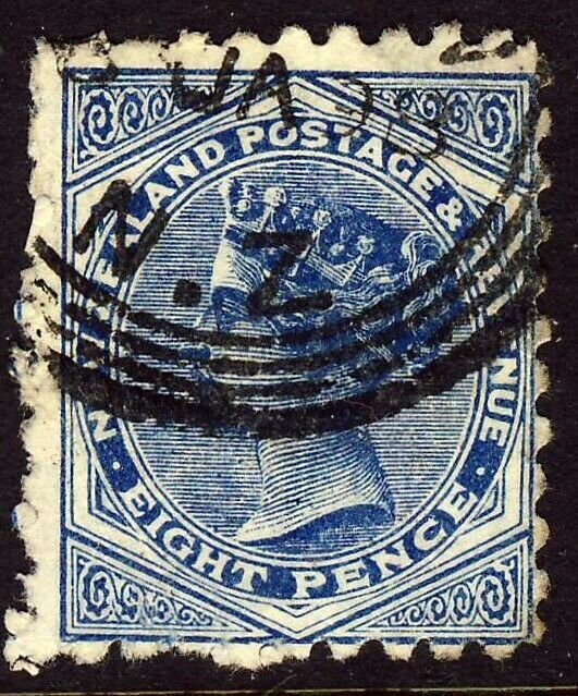 NEW ZEALAND Queen Victoria 1893 8d. Blue with Advert on Reverse SG 225 VFU