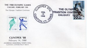 1988 OLYMPIC GAMES, CALGARY - CLINTON, CT  1988   FDC17780