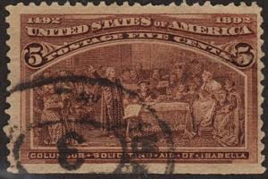 SC#234 5¢ Columbus & Isabella (1893) Used
