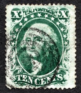 US 1859 10¢ Dark Green Wasington Stamp #35 Used