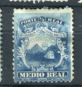 COSTA RICA; 1863-75 classic Coat of Arms issue Mint hinged Shade of 1/2r.