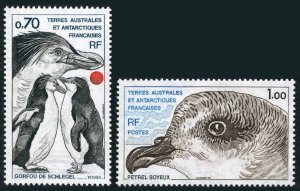 FSAT 82-83, MNH. Michel 136-137. Birds 1979: Rockhooper Penguins, Petrel.