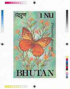 Bhutan 1990 Butterflies - Intermediate stage computer-gen...