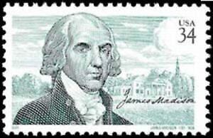 2001 President James Madison Single 34c Postage Stamp, Sc#3545, MNH, OG