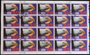 U.S. Used Stamp Scott #2394 $8.75 Eagle & Moon Sheet of 20. CDS Cancel. Scarce!