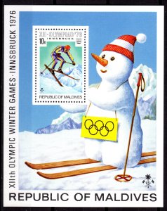 Maldives Islands 1976 Sc#621 INNSBRUCK OLYMPICS SKIING Souvenir Sheet MNH