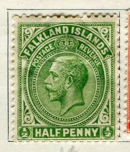 FALKLANDS; 1921 early GV issue Mint hinged 1/2d. value