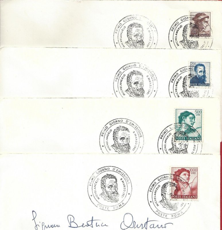 1961 Italy - Michelangiolesca n 899-917 with special cancellation FDC