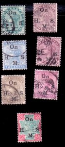 India 1883-97 Official Watermark Star complete set used F