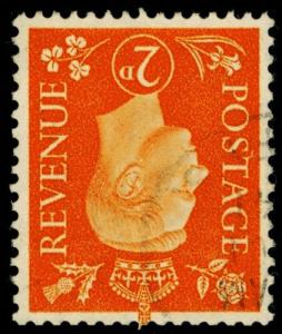 Sg465Wi, 2d orange, VERY FINE used. Cat £22. WMK INVERTED.