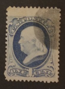 JUMBO US Scott 156 1c BEN FRANKLIN Stamp Used z9261
