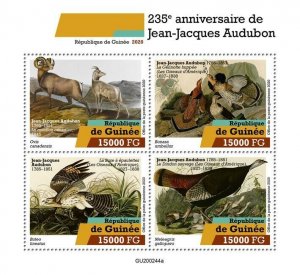 Guinea Birds on Stamps 2020 MNH John James Audubon Ornithologist Art 4v MS