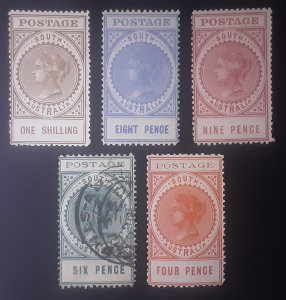 5 stamps mint and used south Australia