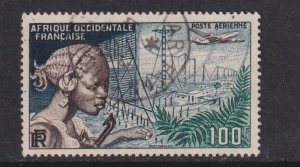 French West Africa  #C19  used  1954  radiotelephone exchange 100fr