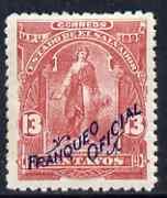 El Salvador 1899 Ceres 13c carmine overprinted Franqueo O...