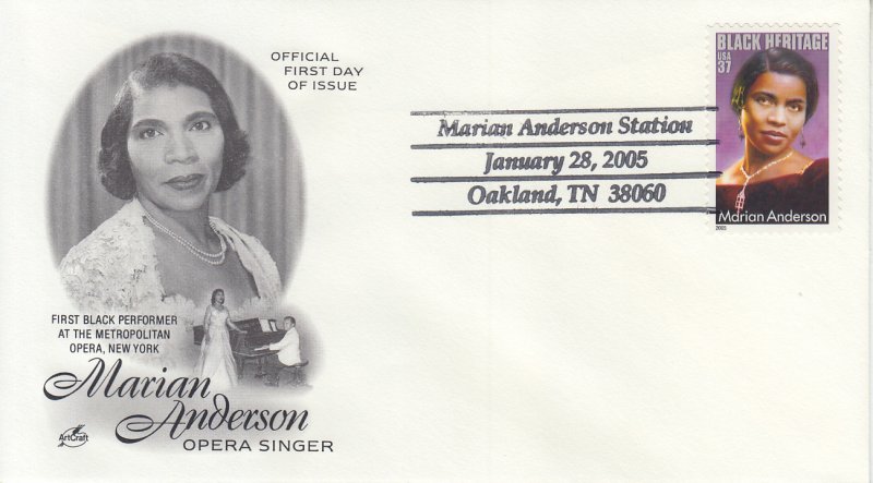 2005 USA Marian Anderson (Scott 3896) UO Oakland TN FDC Artcraft