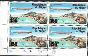 Niger  used Zeppelin Plate Block 150F  #C275