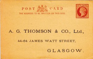 Great Britain Postal Stationery Post Card Private Print A G Thomson & Co