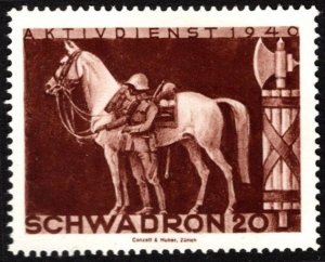 1939 Switzerland Soldiers Stamp 20th Cavalry Squadron