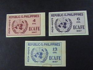 PHILIPPINES # 516a-518a-MINT/HINGED**TONING ON FRONT & BACK**-COMPLETE SET-1947