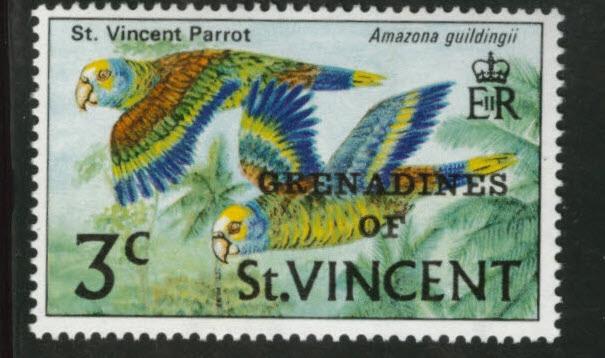 Grenadines of St. Vincent First set Scott 7 MNH** Bird OPT