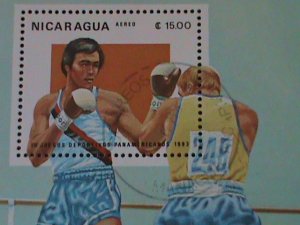 ​NICARAGUA-1983-PANAMERICAN GAMES-BOXING- CTO S/S -VERY FINE FANCY CANCEL