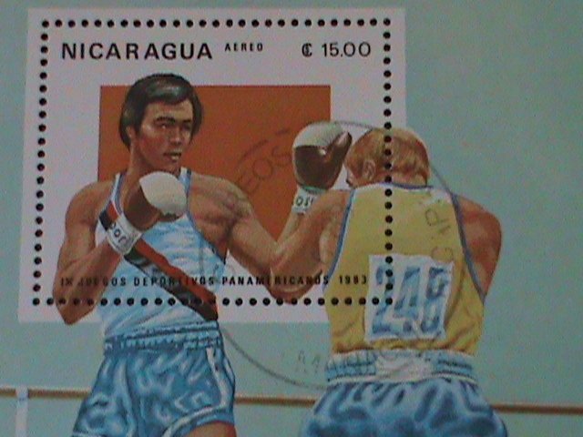 ​NICARAGUA-1983-PANAMERICAN GAMES-BOXING- CTO S/S -VERY FINE FANCY CANCEL