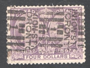 CANADA #64    F/VF,  Used,  Jubilee Issue, $4 purple, CV $1000.00   ...  1150058