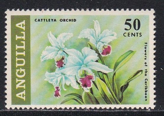 Anguilla # 73, Flowers, High Value, Hinged, 1/3 Cat.