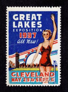 POSTER STAMP GREAT LAKES EXPOSITION CLEVELAND OH 1937 MH