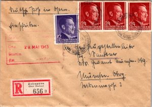 1943 Zakopane GG General Government Germany Registered Mail Cover to Munich