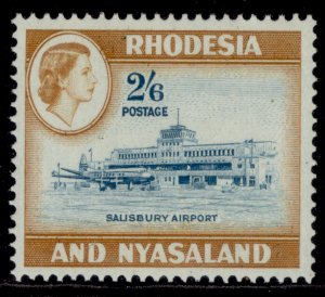 RHODESIA & NYASALAND QEII SG28, 2s 6d lt blue&yel-brown, LH MINT. Cat £13.