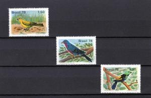 Brazil 1978 BRAZILIAN BIRDS set (3) Perforated Mint (NH)