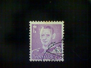 Denmark (Danmark), Scott #354, used (o), 1955, King Fredrick IX, 25ö, lilac