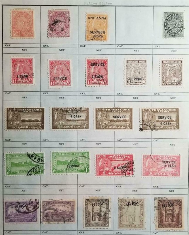 INDIAN STATES Travancore Stamp Lot E2721