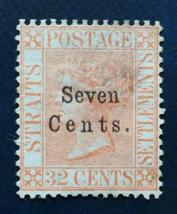 Malaya 1879 Straits Settlements QV Seven Cents on 32c MNG SG#21 M3477