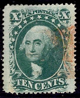 US Stamp #35 USED w/ + $150 Orange Cancel SCV $155. Pretty Stamp.