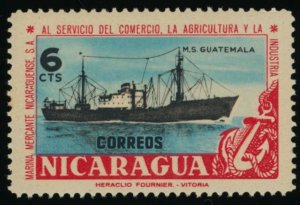 NICARAGUA Sc 796 XF/MNH - 1957 6c - Nicaragua's Merchant Marine - Well c...