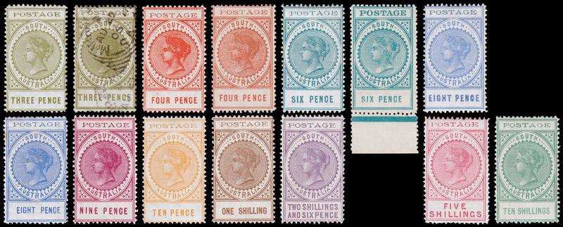South Australia Scott 121-130 (1902-03) Mint/Used H F-VF, CV $627.75 M