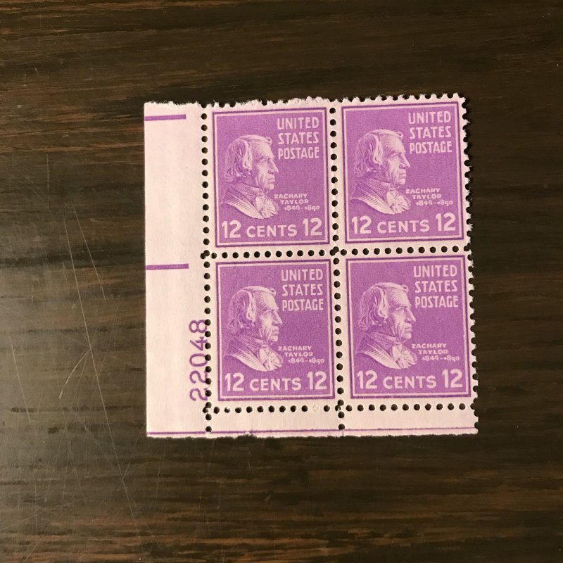 US SCOTT 817 PB 12¢ Zachary Taylor (1) - P#22048 - MNH, VF
