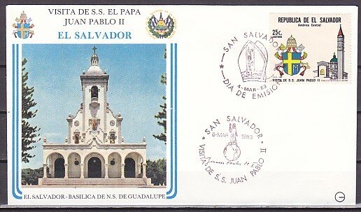 Salvaddor, 04/MAR/83 issue. Pope`s visit to Salvador, Souvenir cover. ^