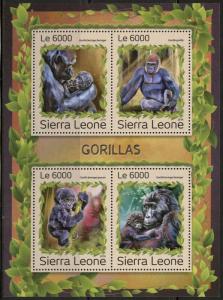 SIERRA  LEONE 2016  GORILLAS  SHEET  MINT NH