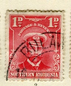 SOUTH RHODESIA; 1924 early Admiral type fine used 1d. value 