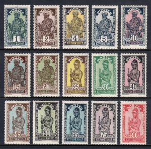 BURKINA FASO — SCOTT 43//57— 1928 HAUSA PORTRAIT ISSUE — MH — SCV $23