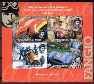 Chad 2011 FANGIO FORMULA 1 Sheet (4) Perforated Mint (NH)