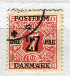 DENMARK; 1918 surcharge on 1914 Newspaper issue used 27/7ore value