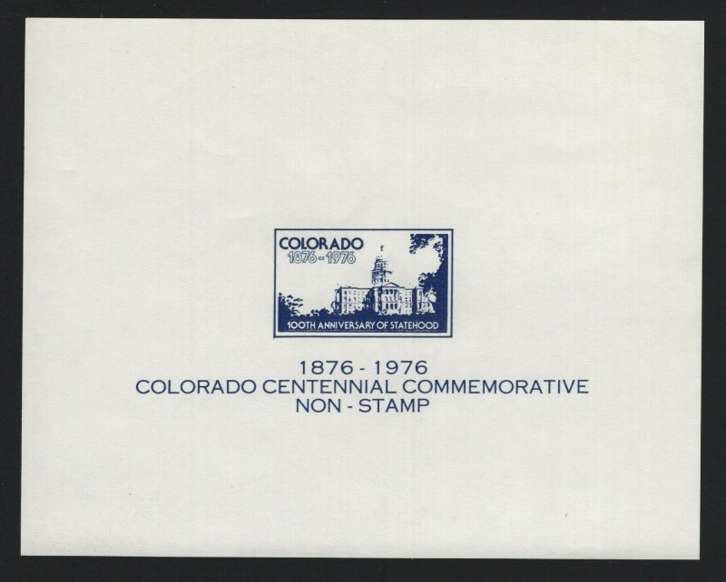 United States MINT COLORADO ENGRAVING PROOF SOUVENIR SHEET  - BARNEYS