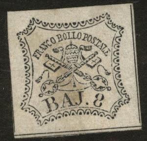 Roman or Papal State Scott 9 MNG 1852 CV $160 Tone Spot